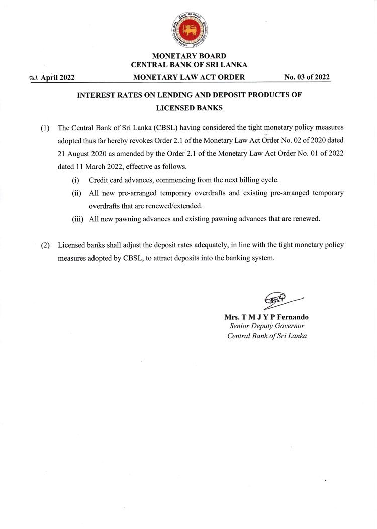 CBSL bsd act order 3 of 2022 e 1